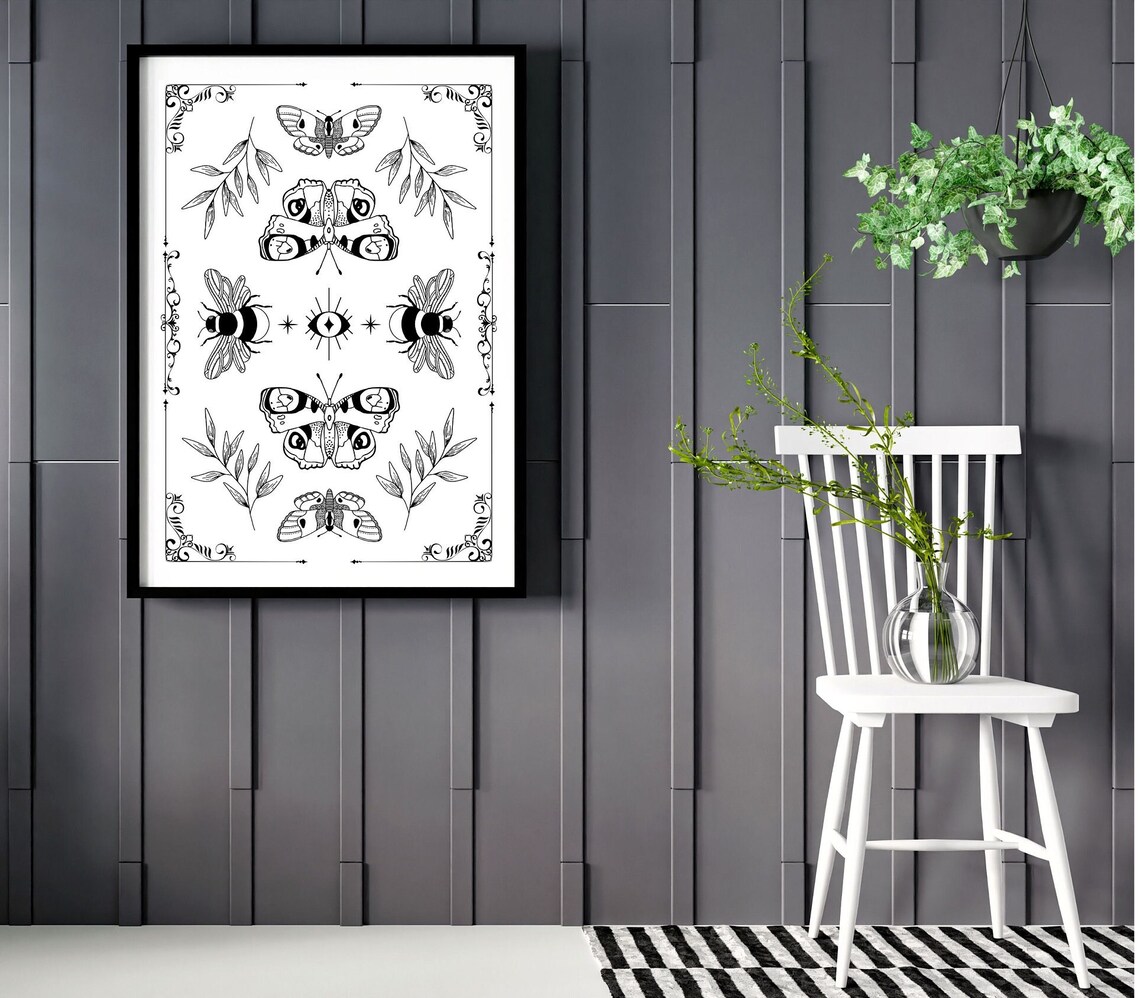 Vintage Pinned Butterfly Bee Moth Botanic Poster - Image 3