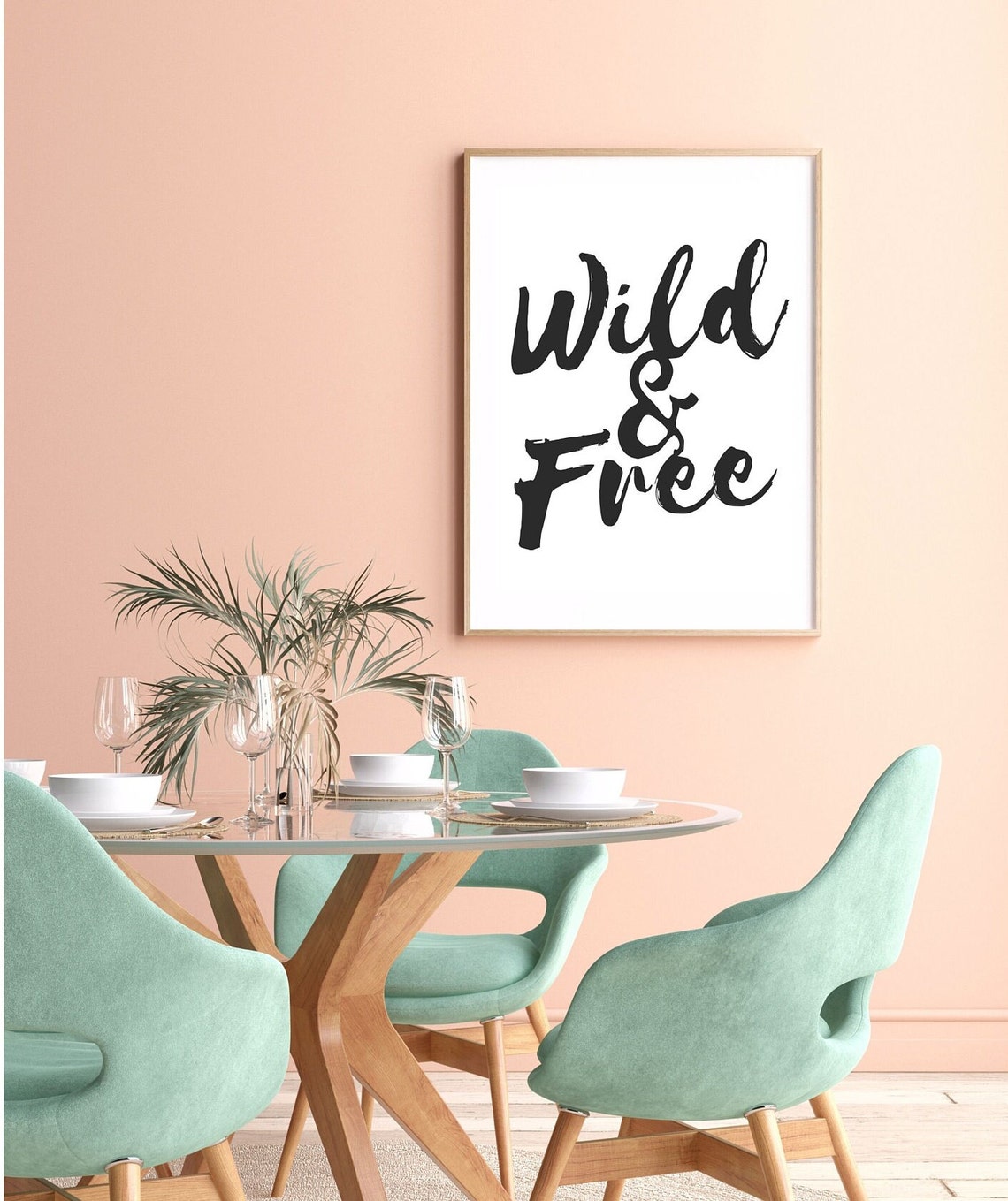 Wild and Free Minimalist Brush Script Black on White Typography Poster - Image 2