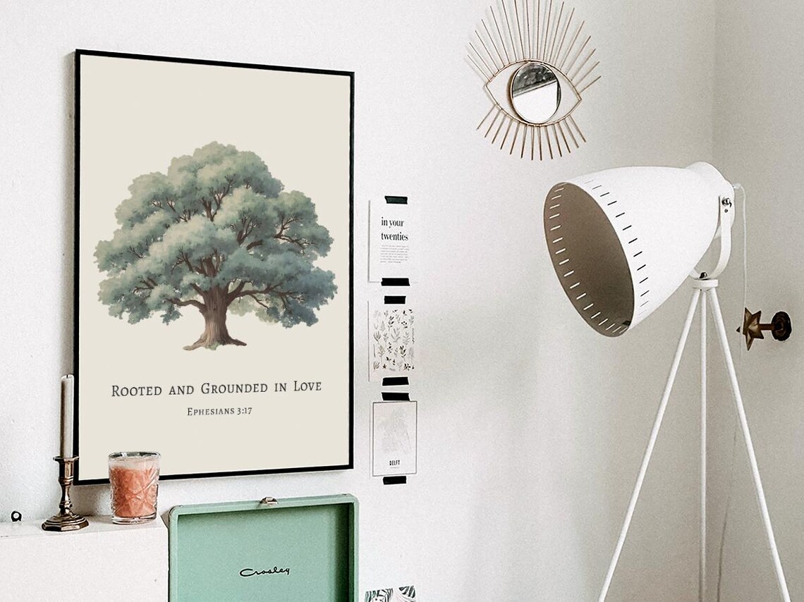 Rooted And Grounded In Love Ephesians 3:17 Oak Tree Scripture Poster - Image 3
