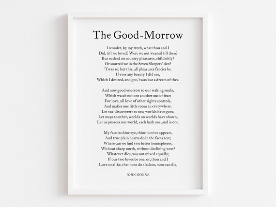 The Good Morrow Poem, Romantic Love Decor