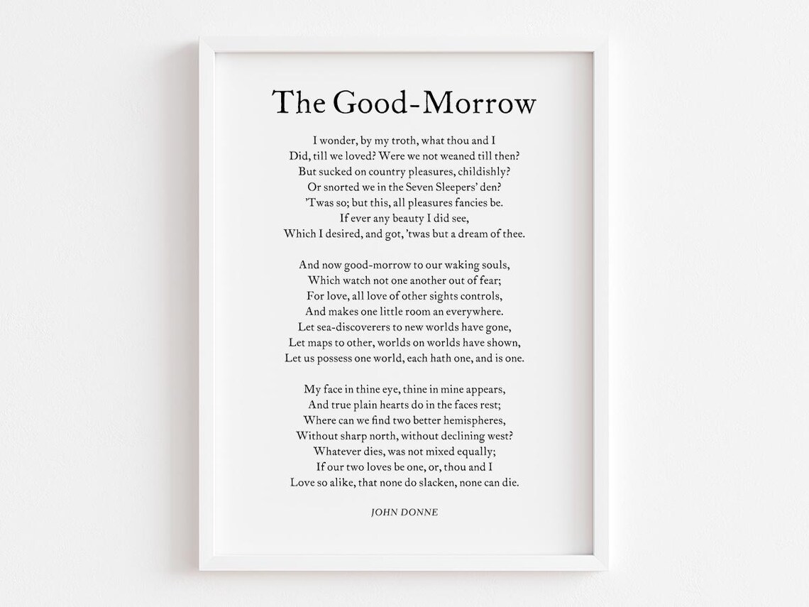 The Good Morrow Poem, Romantic Love Decor