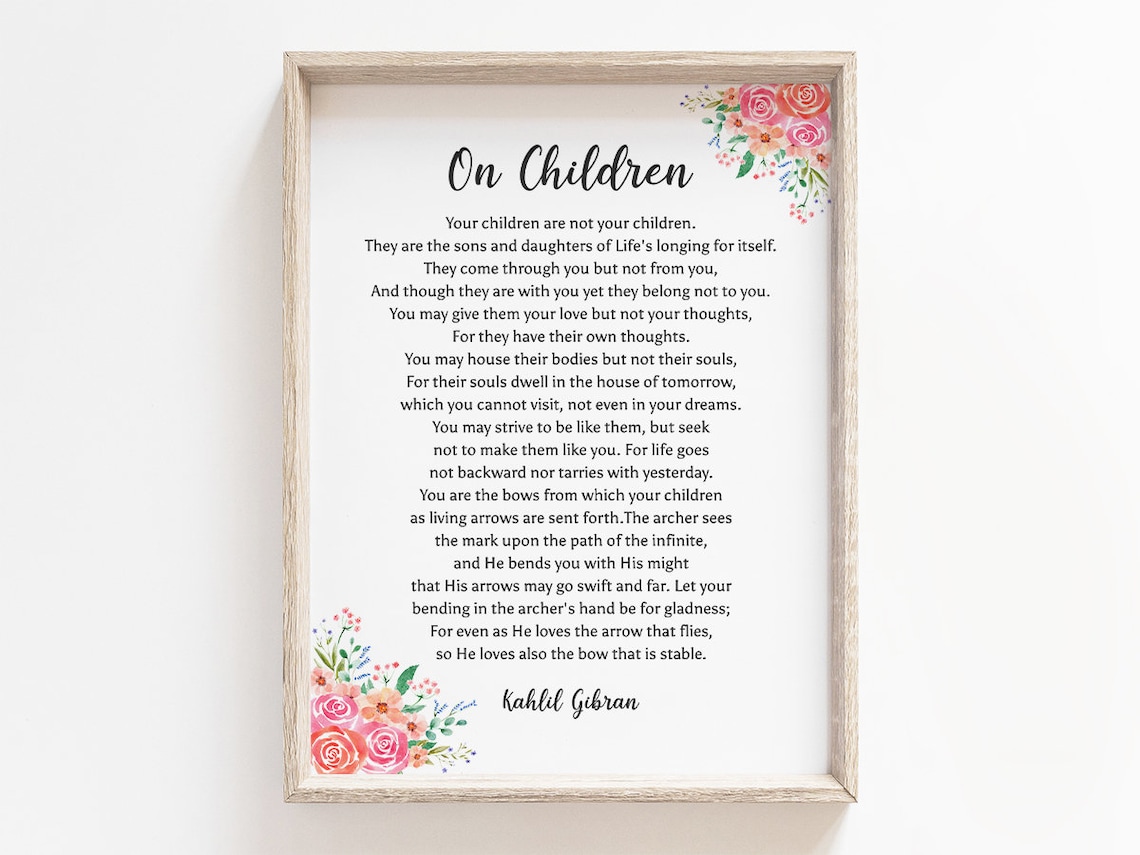 Kahlil Gibran On Children Poem With Floral Parent Gift Poster