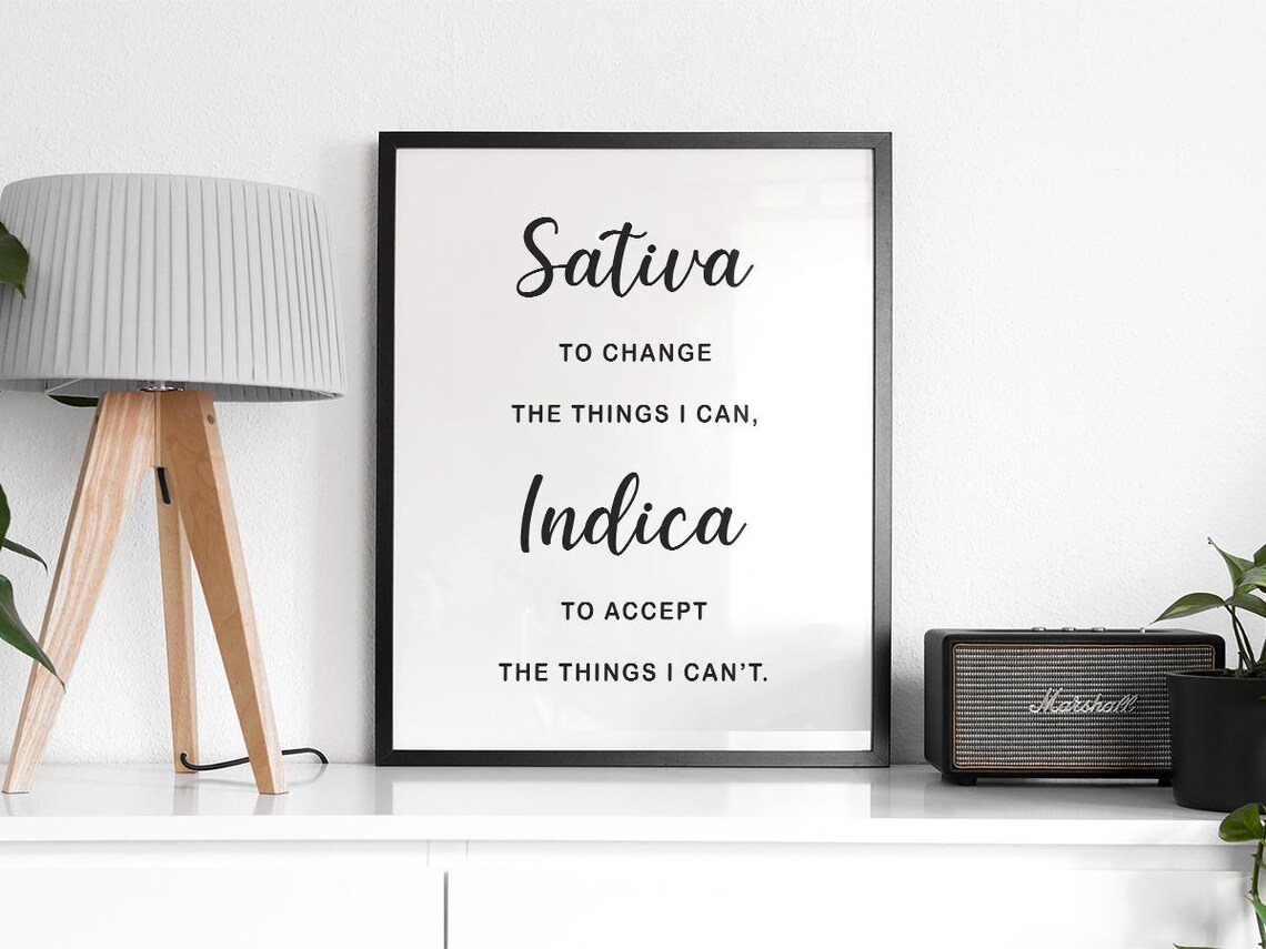 Sativa To Change The Things I Can Indica To Accept The Things I Cant Home Wall Art Typography Decor Son Gift - Image 2