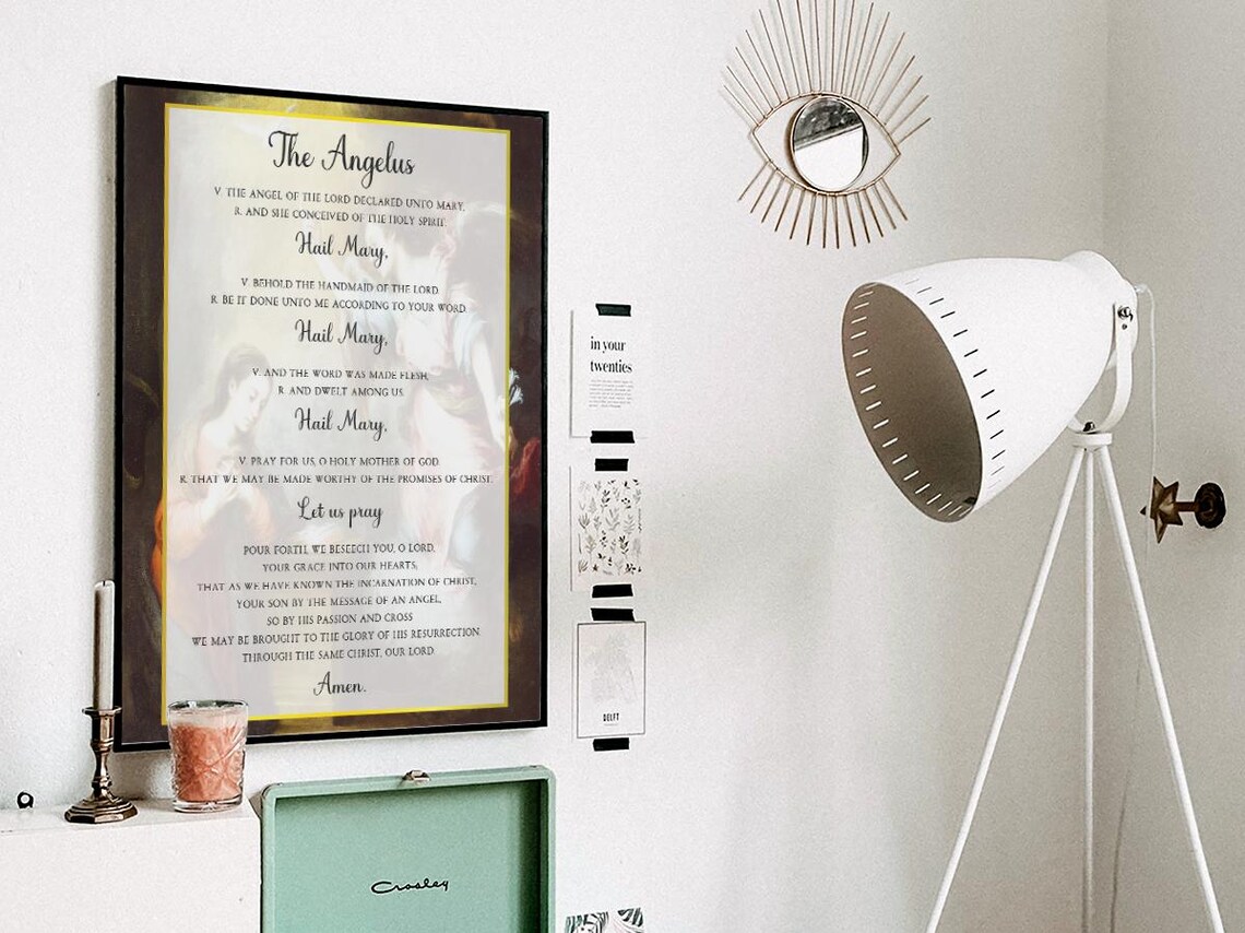 The Angelus Catholic Prayer With Vintage Annunciation Art Print - Image 3