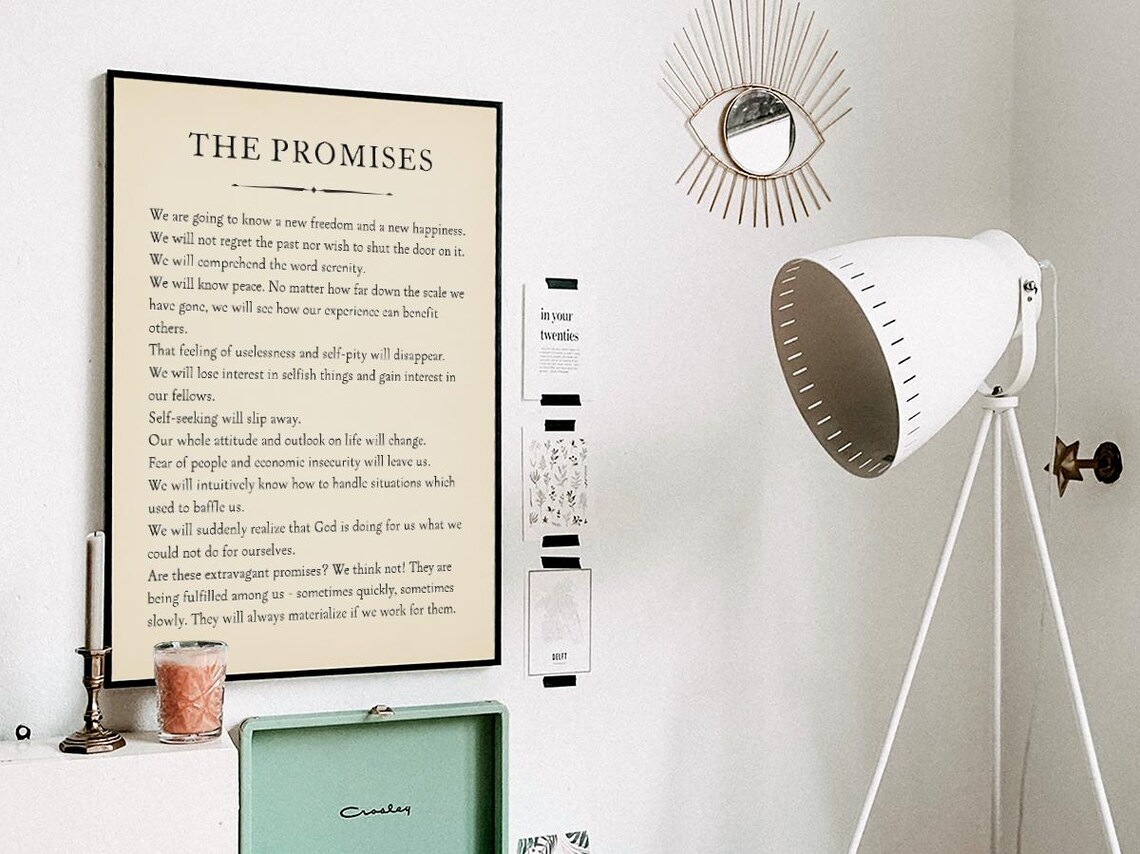 Alcoholics Anonymous Promises, Vintage Serenity Office Decor - Image 3