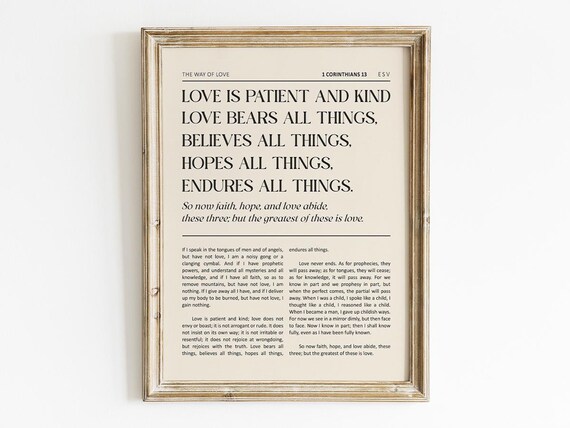 1 Corinthians 13 Love Is Patient Kind ESV Way of Love Wall Art
