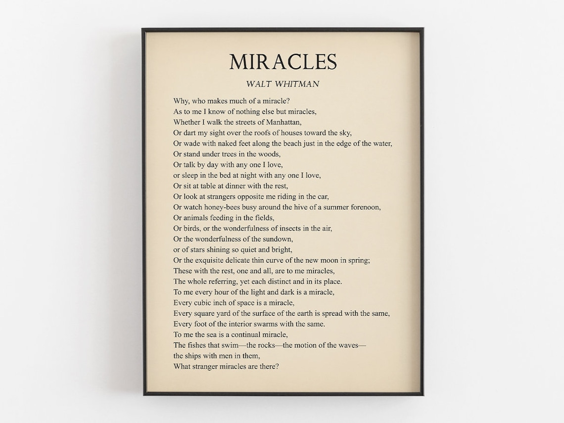 Miracles Walt Whitman Vintage Poetry Typography Art Print