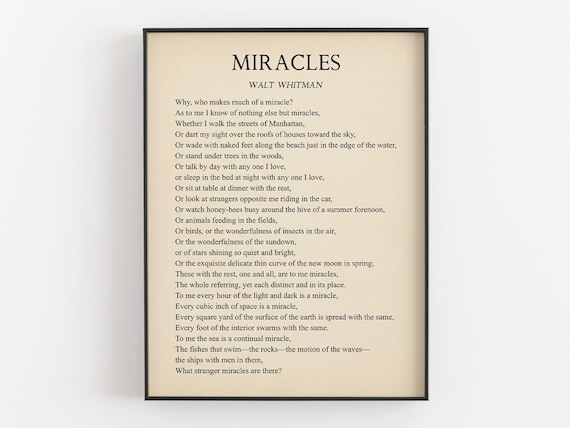Miracles Walt Whitman Vintage Poetry Typography Art Print