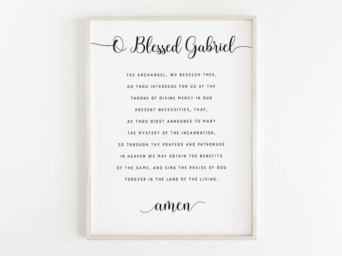 O Blessed Gabriel Archangel Intercession Prayer Catholic Poster