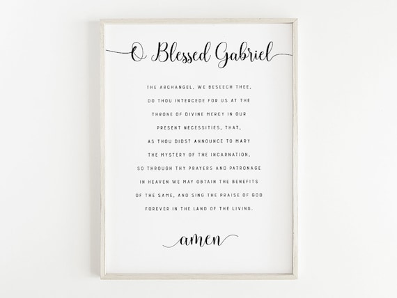 O Blessed Gabriel Archangel Intercession Prayer Catholic Poster