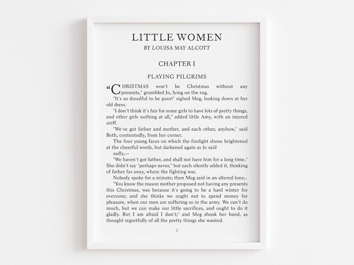 Little Women Chapter One First Page Literary Classic Book Poster