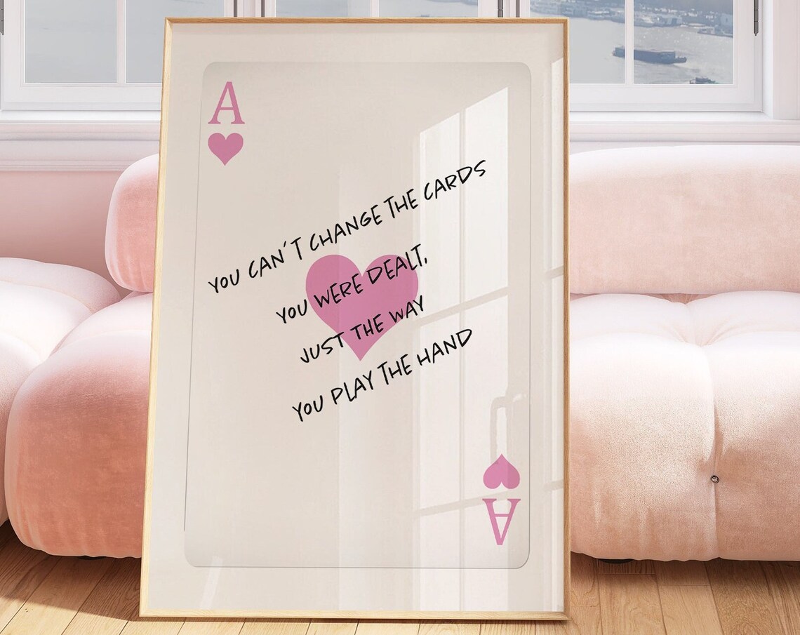 Ace Of Hearts Lucky Card Motivational Life Quote Handwritten Poster - Image 3
