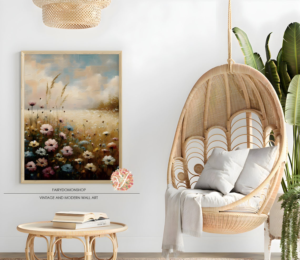 Colorful Wildflower Field Bright Summer Meadow Oil Painting Poster - Image 2