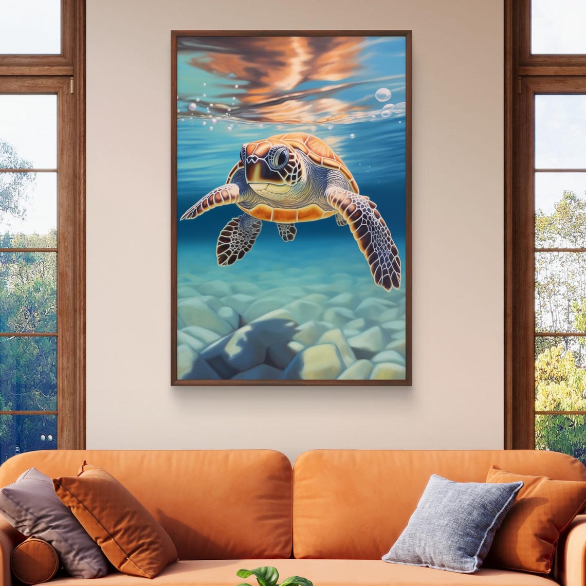 Sea Turtle Swimming Underwater Ocean Wildlife Poster for Coastal Decor - Image 5