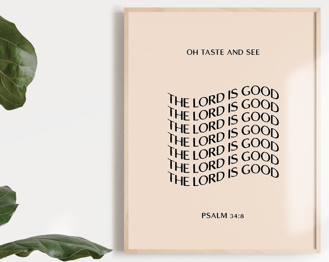 Oh Taste And See The Lord Is Good Psalm 34:8 Retro Wavy Poster - Image 2