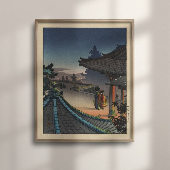 Evening At Miidera Temple Wall Art Tsuchiya Koitsu Ukiyo E Poster Edo Period Japanese Art Vibrant Living Room Decor Japan C16 955