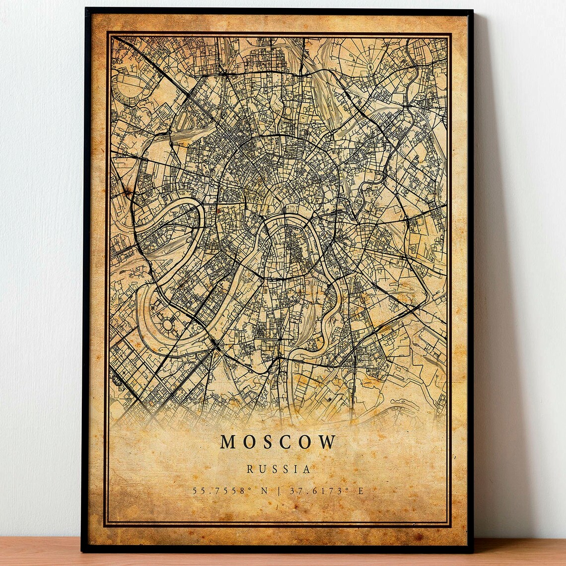 Moscow Vintage Map Poster, Rustic City Artwork Print - Image 4
