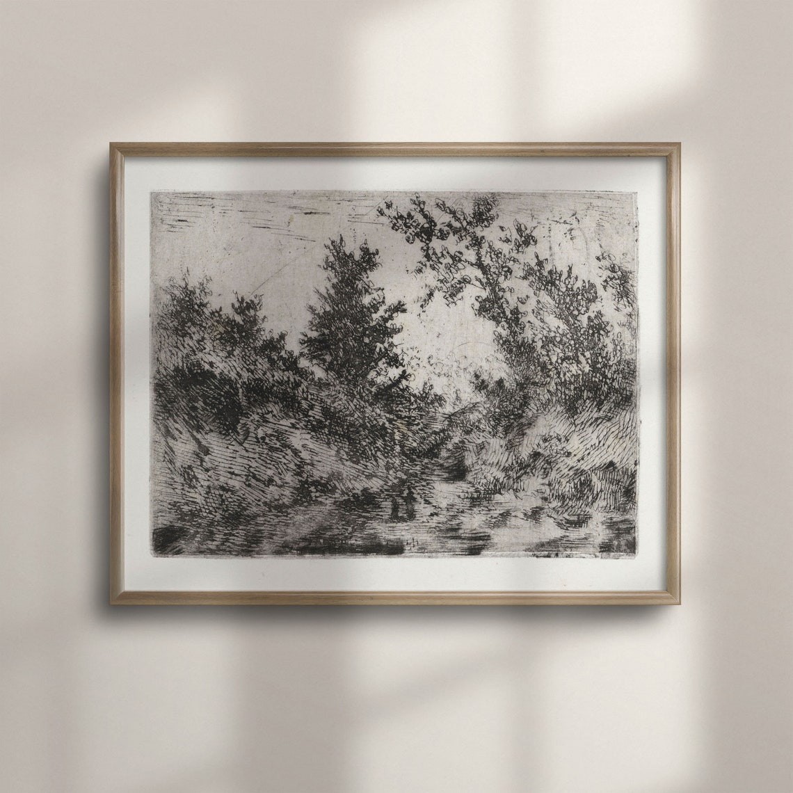 Antique Forest Sketch Vintage Etching Print Fine Art Poster Black And White Tree Art Unique Birthday Gift C16 670