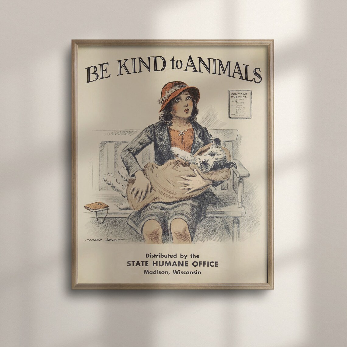 Be Kind To Animals Vintage Nursery Decor Poster