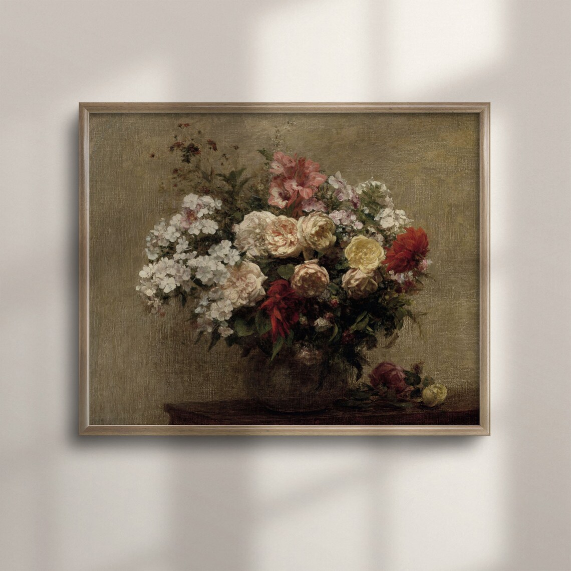 Mixed Roses and Wildflowers Bouquet Classic Vintage Floral Poster