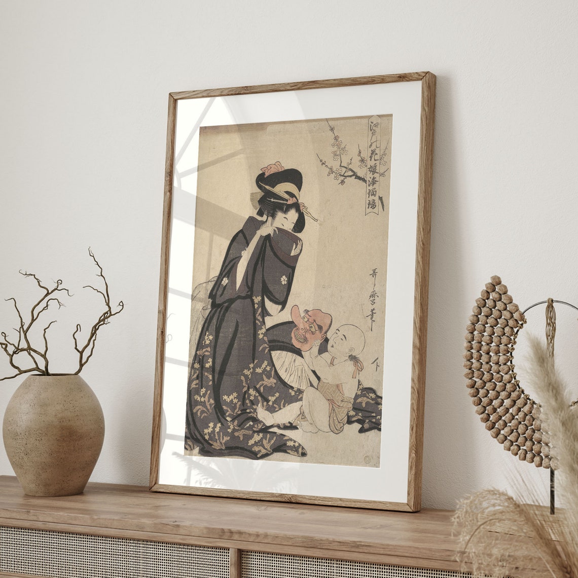 Kitagawa Utamaro Mother and Child Tengu Mask Ukiyo E Art Poster - Image 4