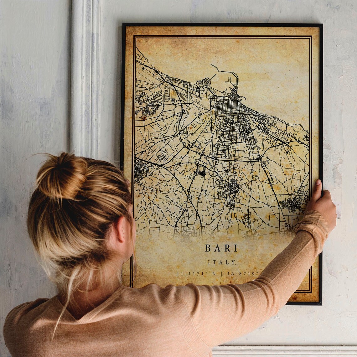 Bari Vintage Map Poster, Italy Travel Art Print - Image 2