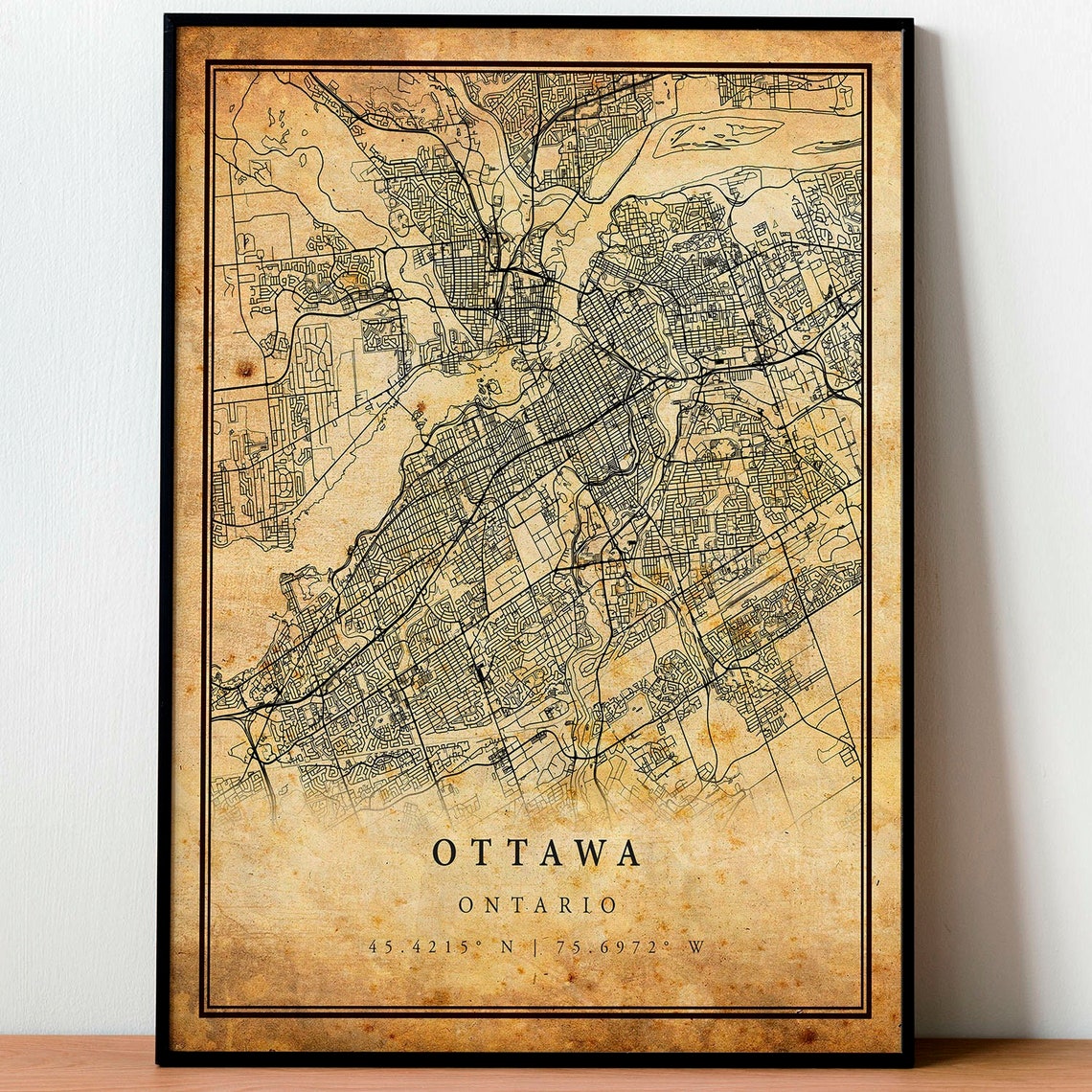 Ottawa Ontario Canada Vintage City Street Map Coordinates Poster - Image 4