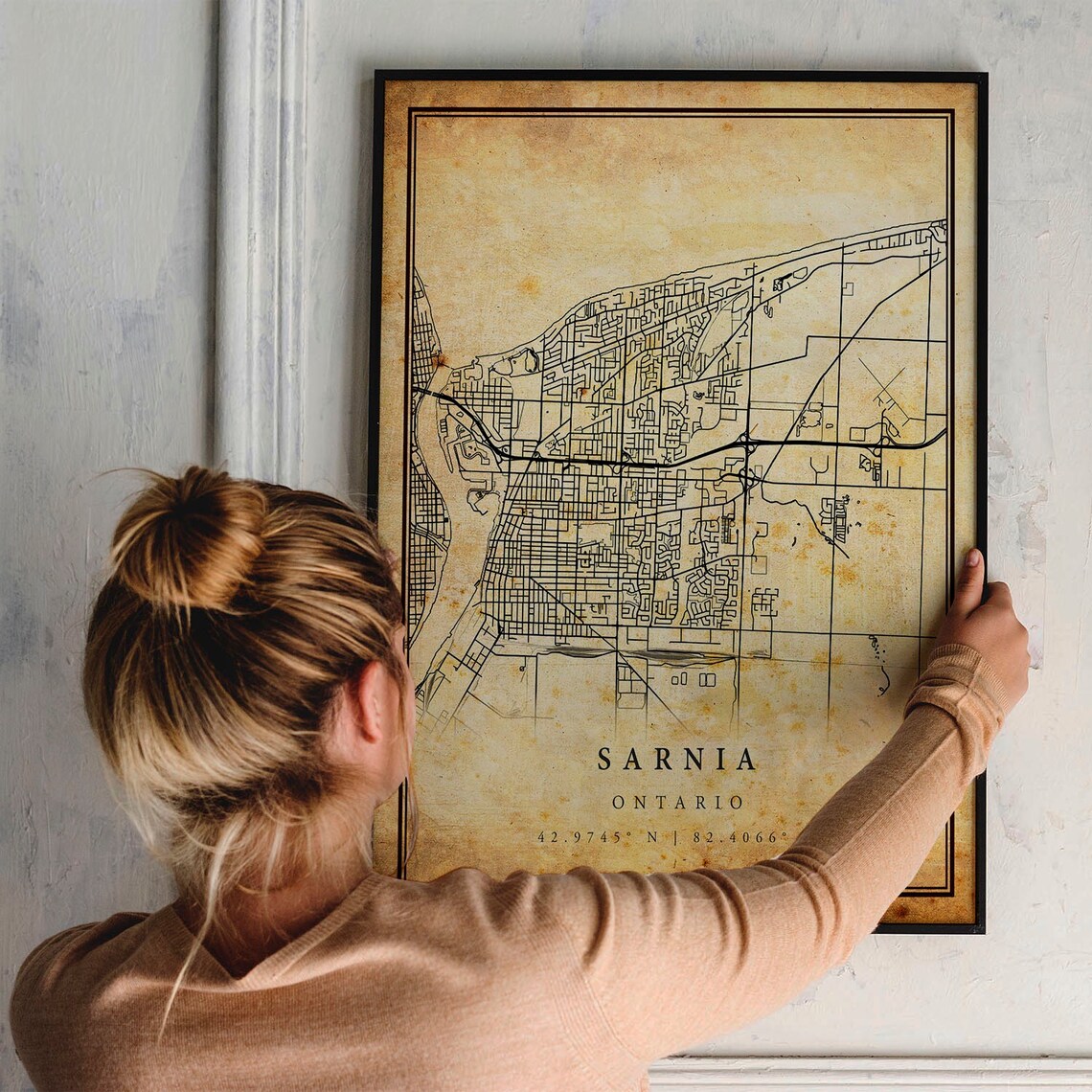 Sarnia Vintage Map Poster, Antique Rustic Ontario - Image 2