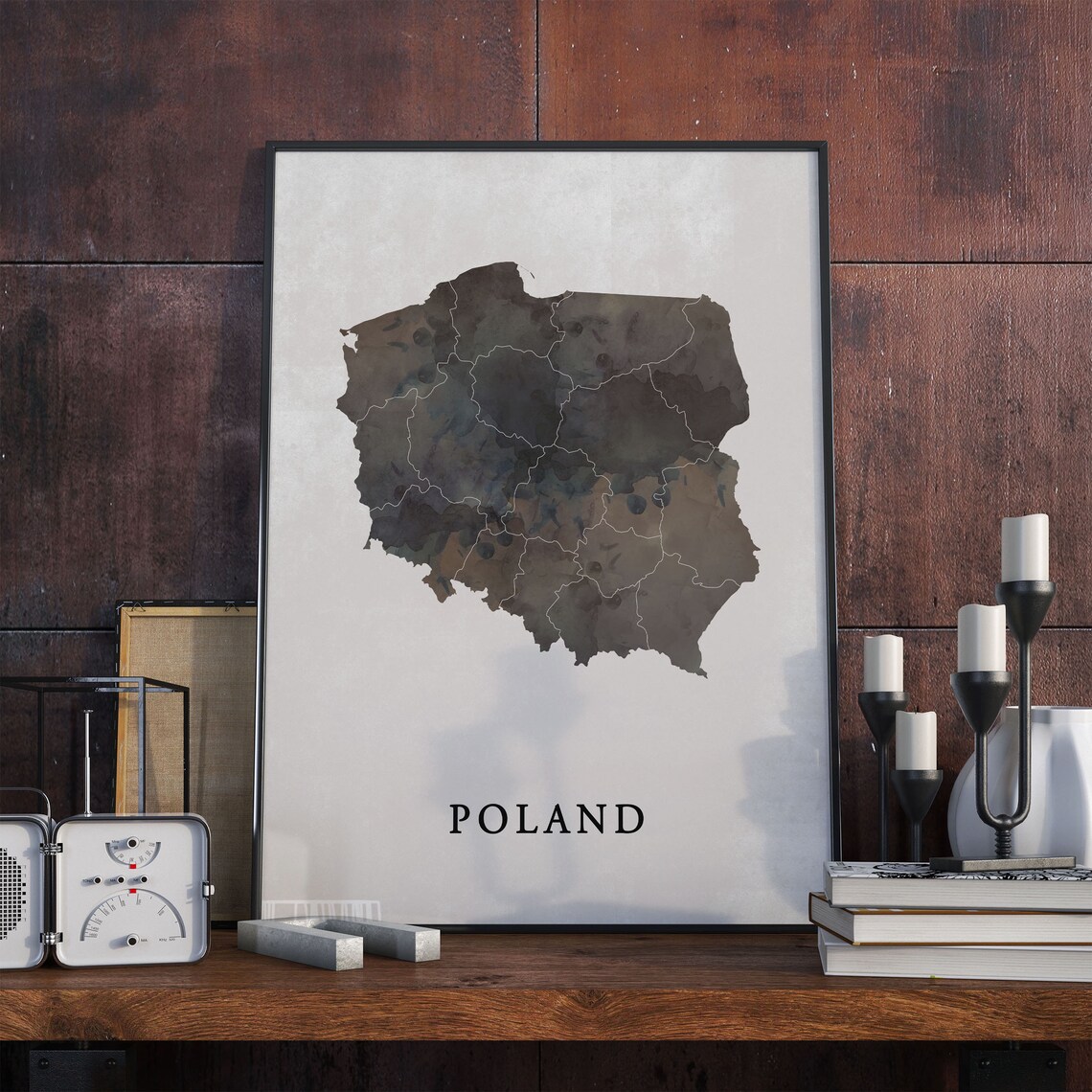 Poland Watercolor Country Map Minimalist Modern European Travel Poster