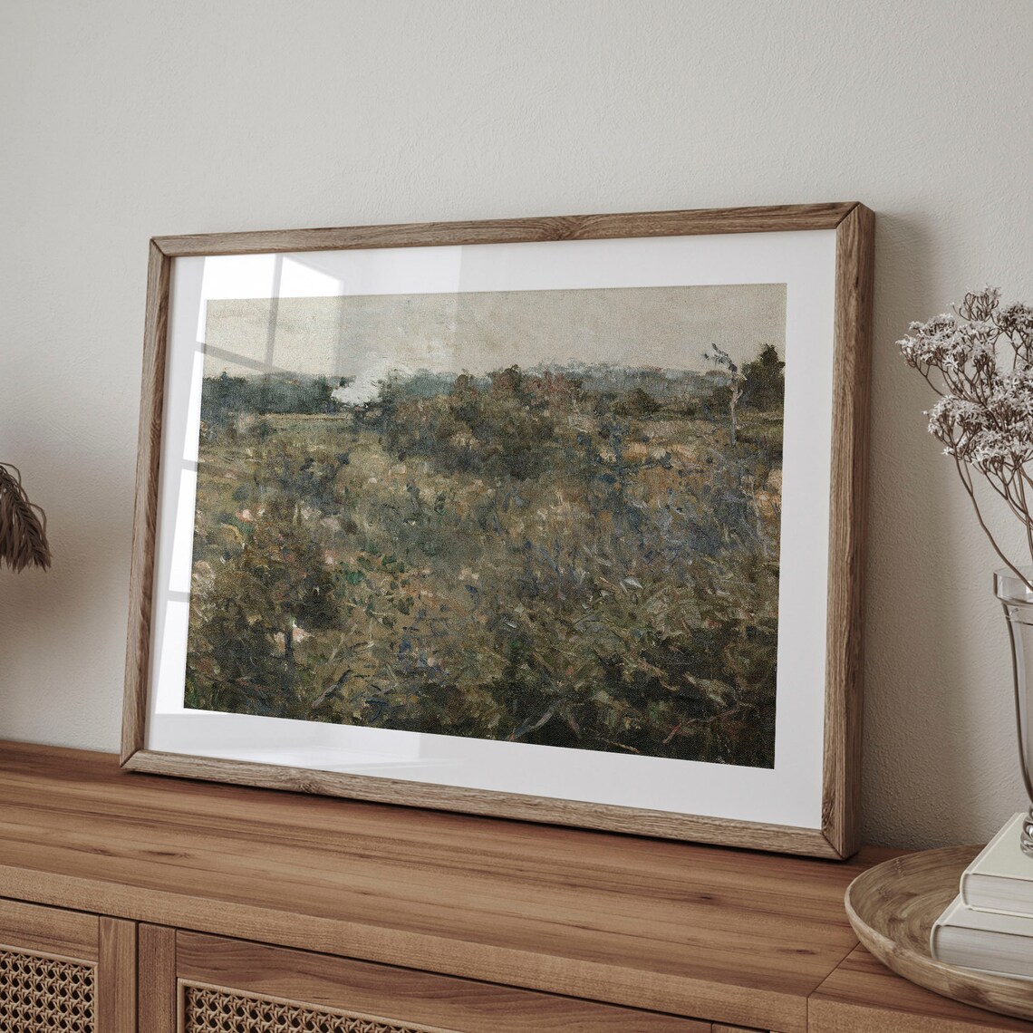 Minimalist Rustic Landscape Of Windswept Dark Vegetation And Pale Sky Poster - Image 4