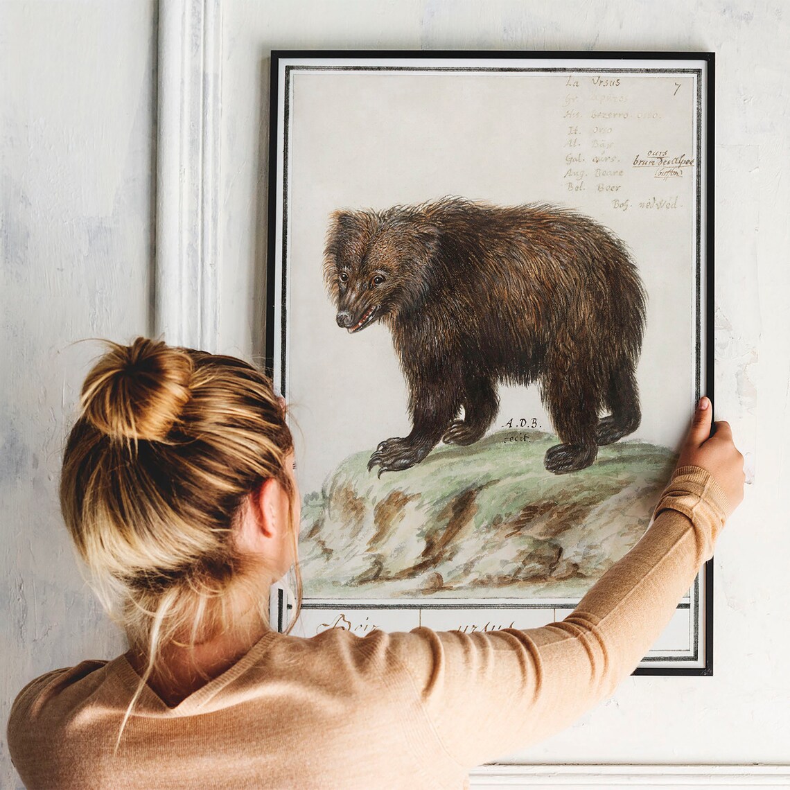 Brown Bear Antique Space Painting Vintage Art Print - Image 3