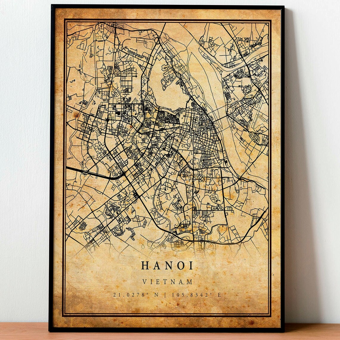 Hanoi Vintage Map Poster, Antique Rustic Travel Poster - Image 4