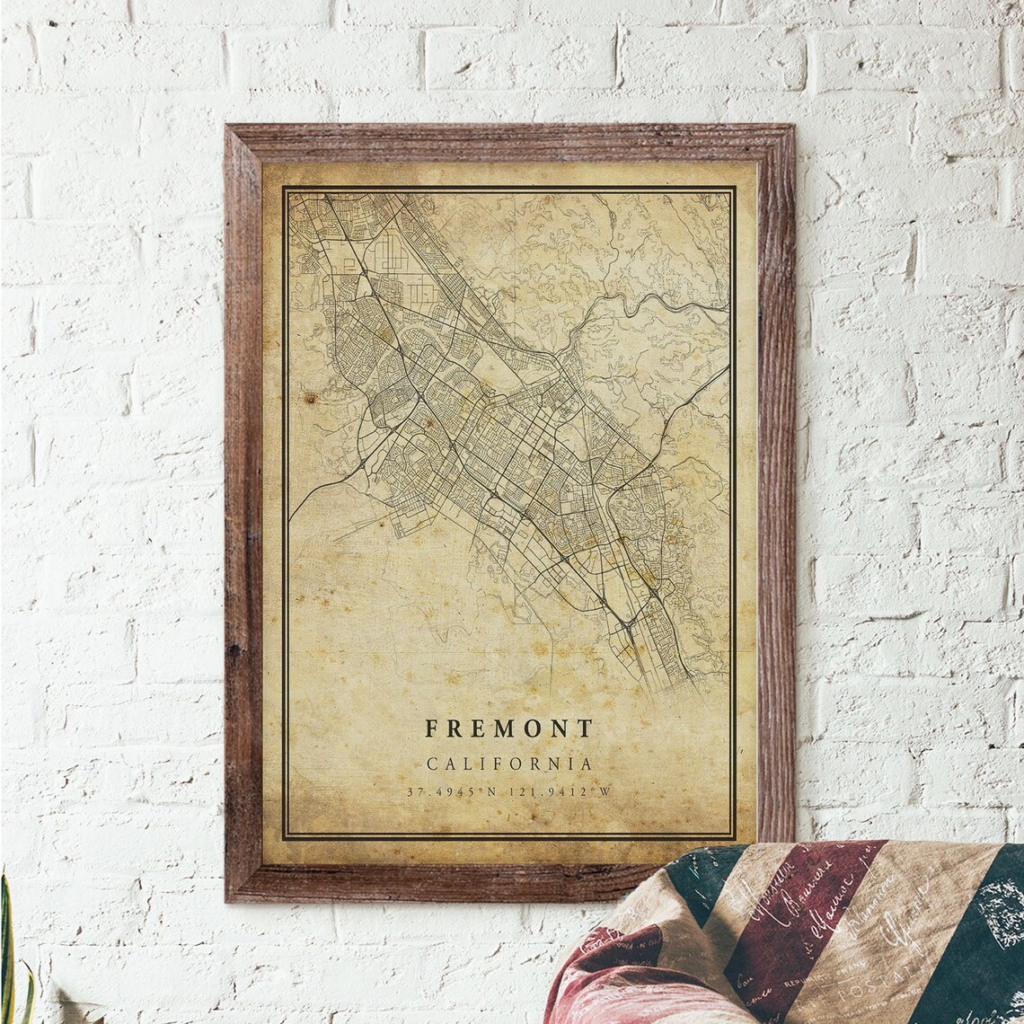 Fremont California Vintage City Street Map Coordinates Poster - Image 3