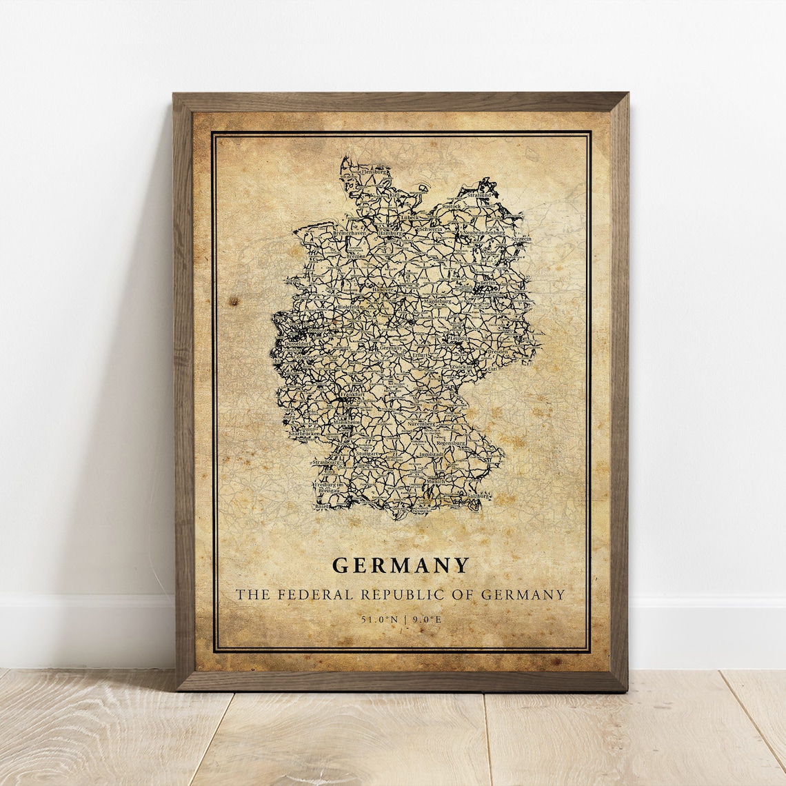 Germany Vintage Map Poster, Country Street Road Map
