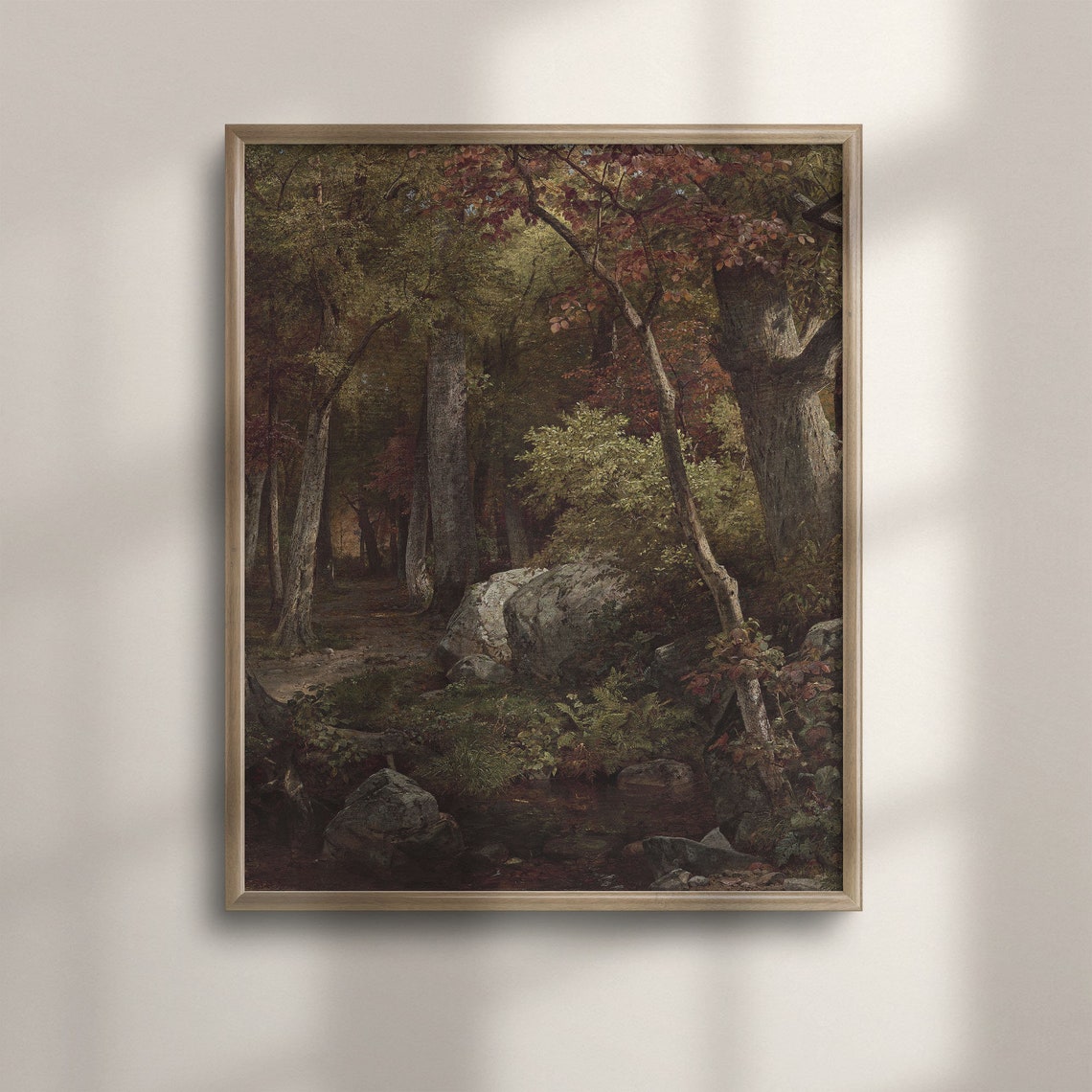 Rustic Autumn Woodland Stream Vintage Fall Forest Art Poster
