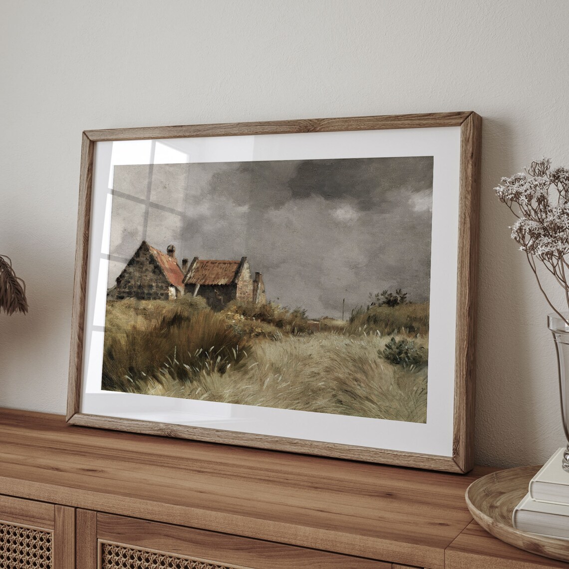 Windswept Stone Cottage Red Roof Vintage Farmhouse Painting Poster - Image 4