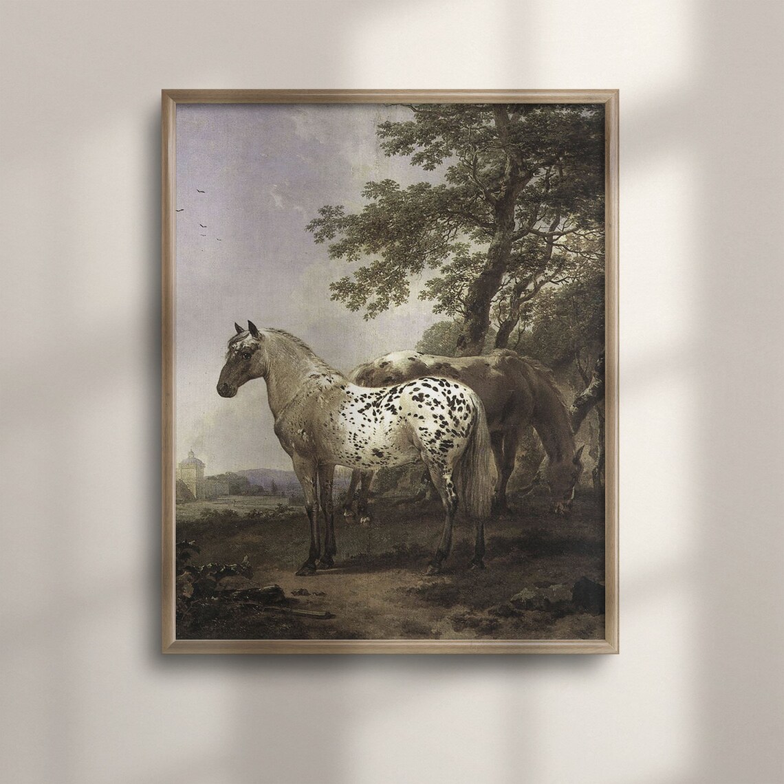 Spotted Dapple Gray Horse Portrait Antique Equestrian Landscape Poster