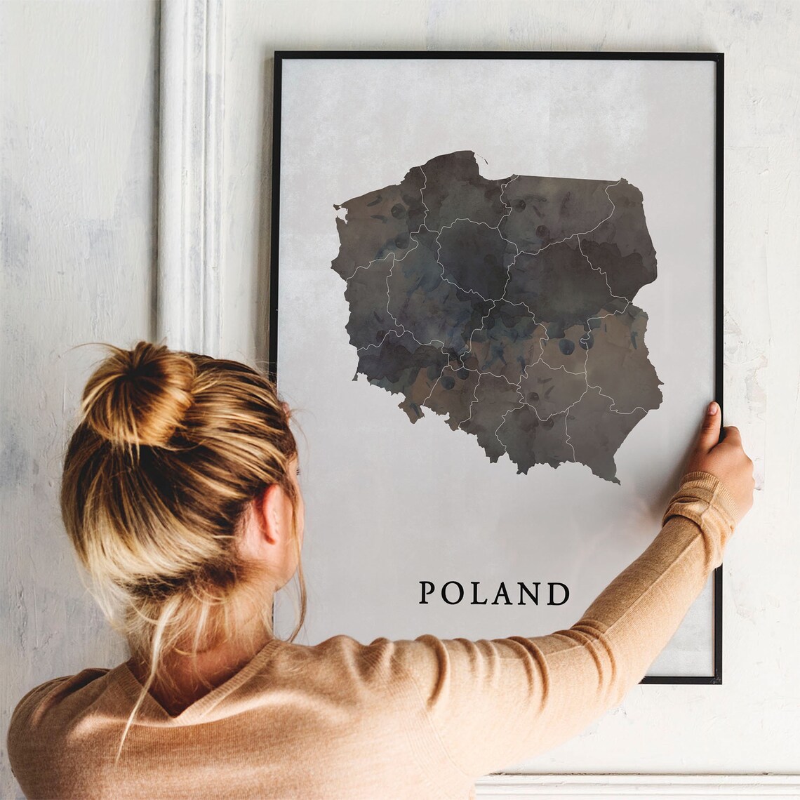 Poland Watercolor Country Map Minimalist Modern European Travel Poster - Image 3