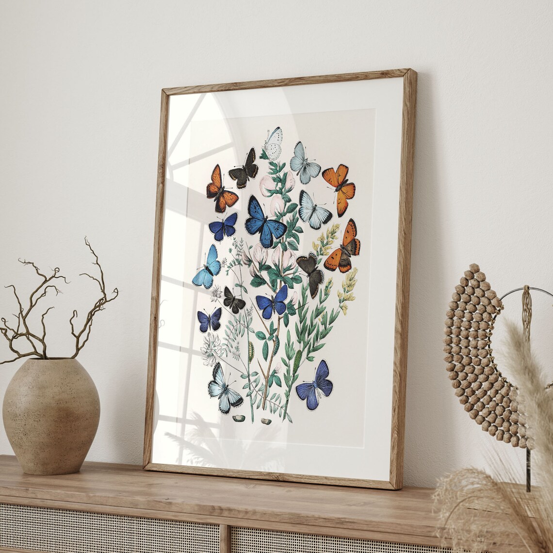 Vintage Butterflies and Blossoms Botanical Illustration Art Poster - Image 4