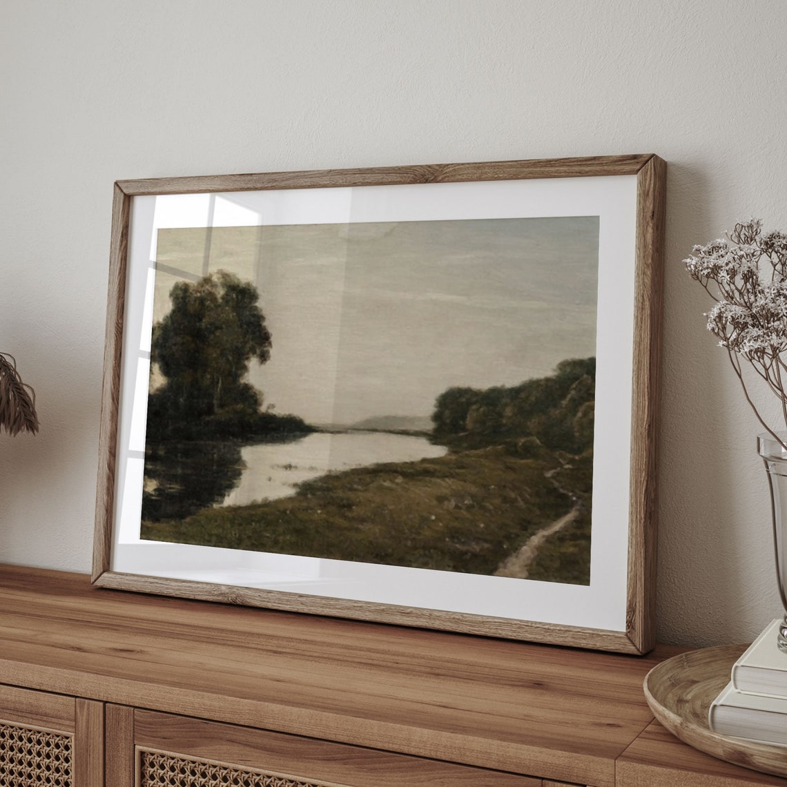 Quiet River at Dusk Vintage Country Landscape Oil Painting Poster - Image 4