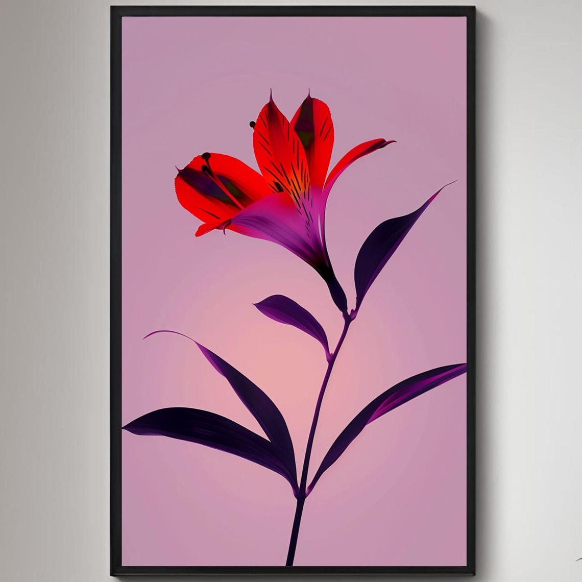 Peruvian Lily Alstroemeria Bloom Red and Purple Flower Art Poster