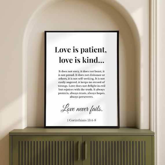 Love Is Patient Love Is Kind Corinthians Minimalist Wedding Poster
