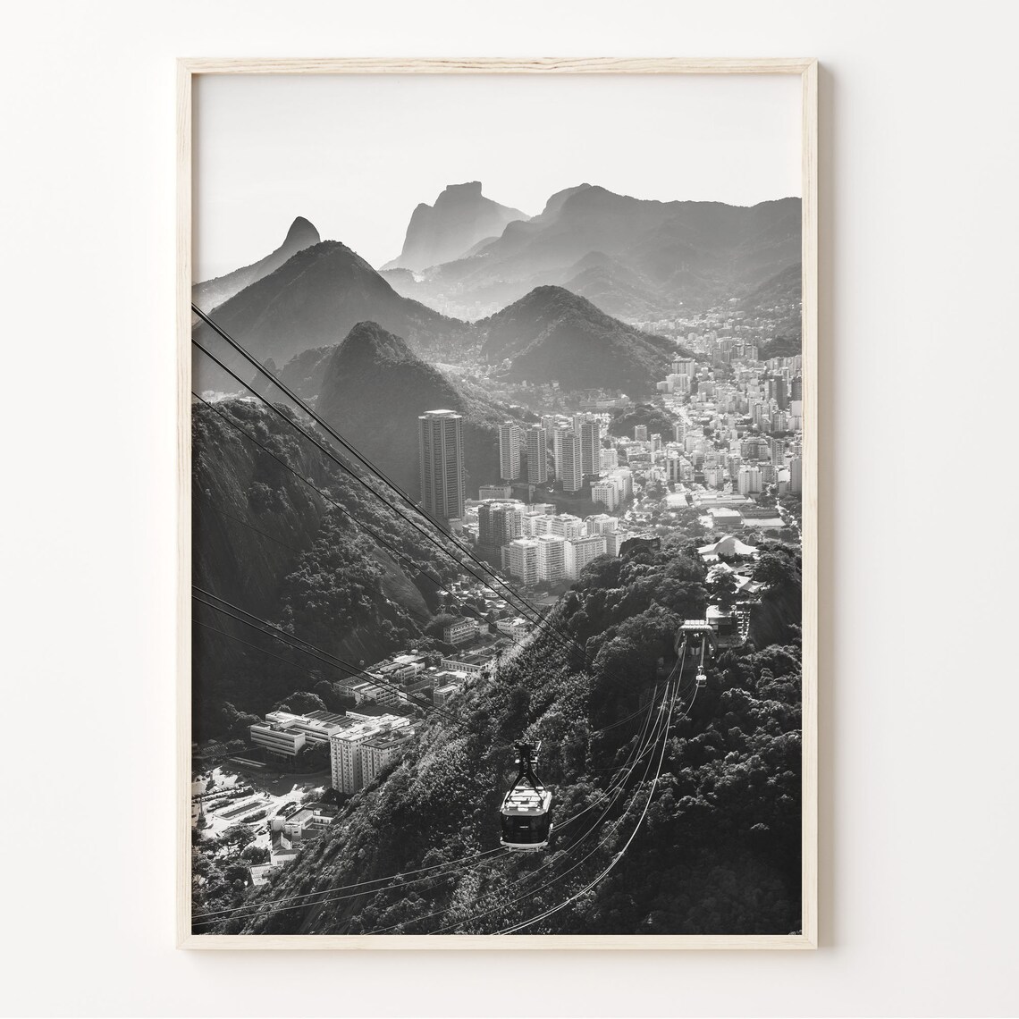 Rio de Janeiro Sugarloaf Cable Car Over Two Brothers Mountain Poster