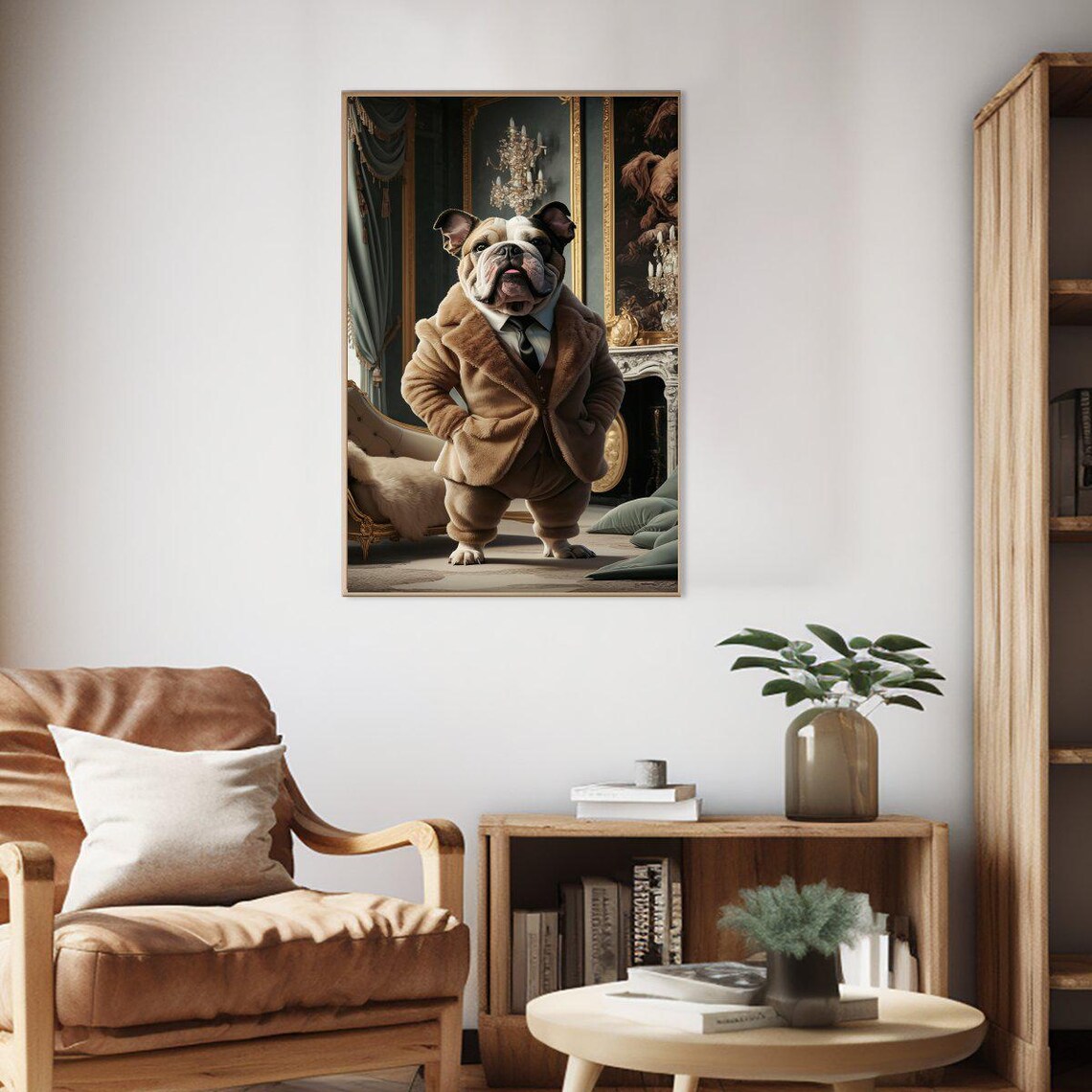Bulldog in Suit Gentleman Dog Funny Vintage Room Portrait Poster - Image 2