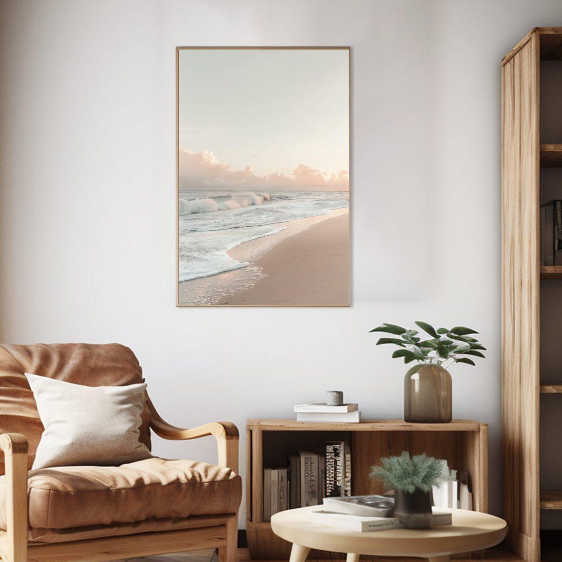 Dreamy Tranquil Minimalist Beach Sunrise Soft Waves Calm Sea Poster - Image 2