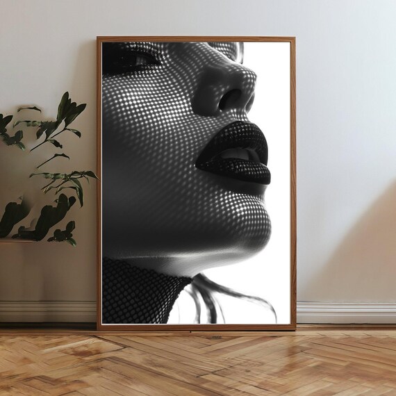 Bold Black And White Beauty Portrait With Dotted Light Poster