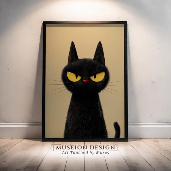 Sassy Black Cat Art Print Funny Halloween Animal Poster