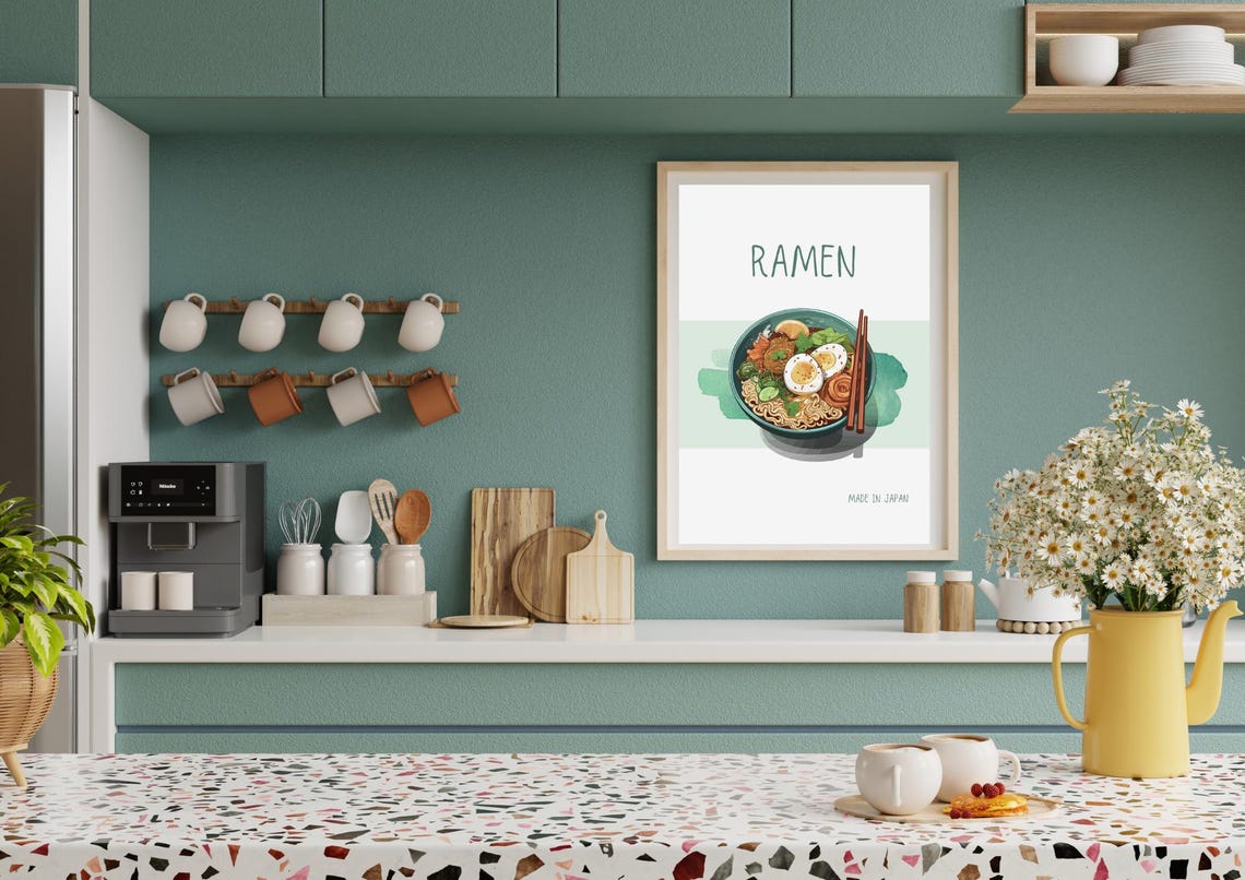 Colorful Ramen Bowl Made In Japan Illustration Kitchen Food Poster - Image 2