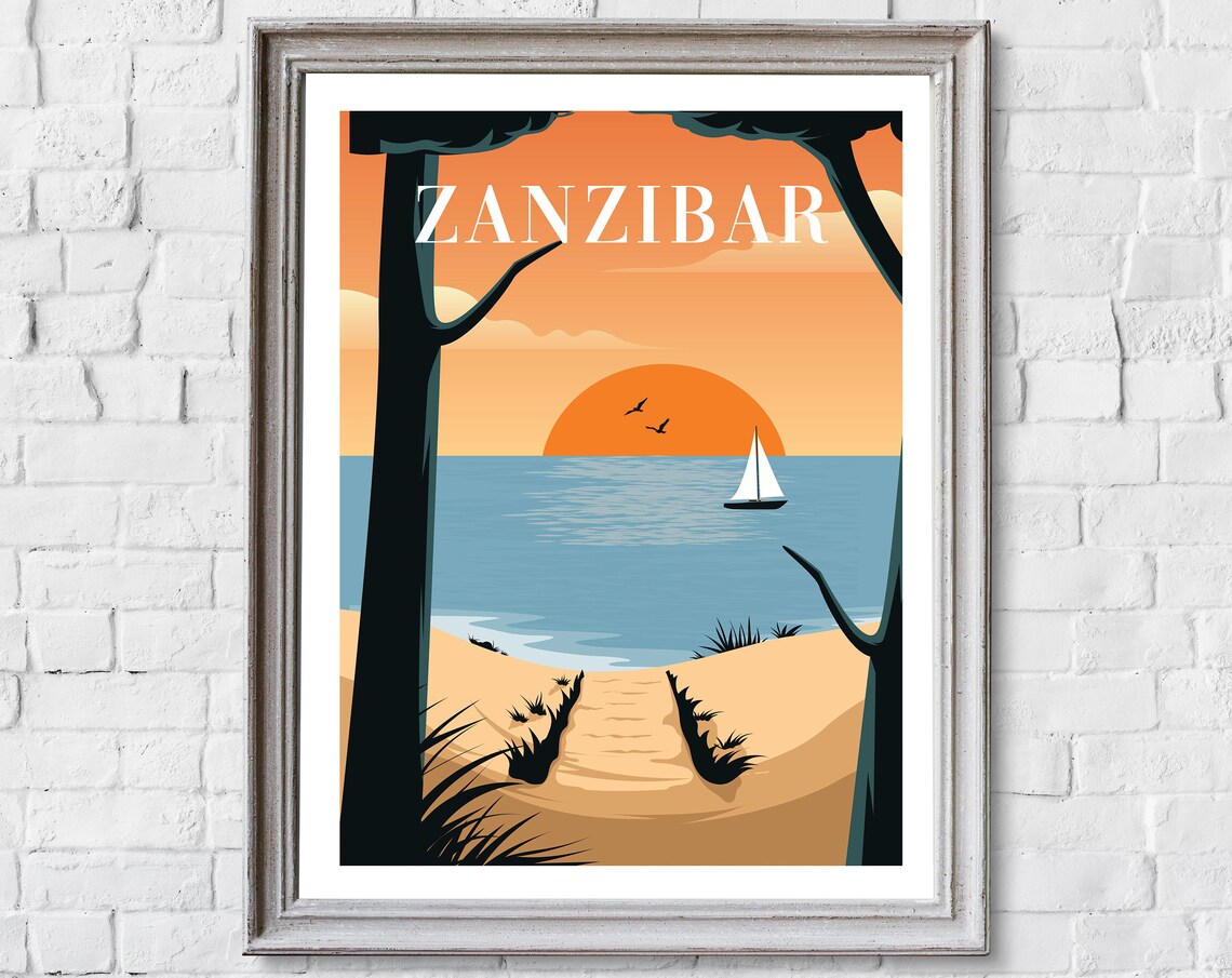 Retro Zanzibar Travel Poster, Zanzibar Art Print - Image 2