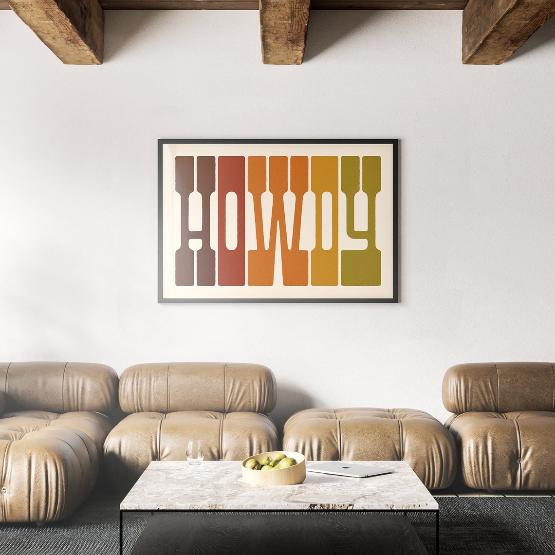 Multicolor Retro Howdy Typography Burnt Orange Rustic Poster - Image 2